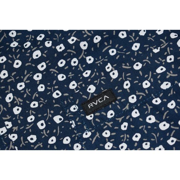 RVCA Hawaiian Style Dress Shirt Mens Size Medium Cotton Blue - Picture 4 of 6